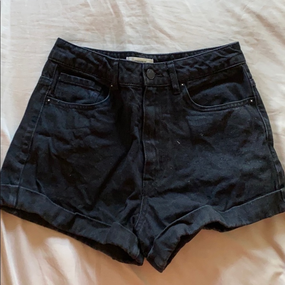 High waisted black jean shorts